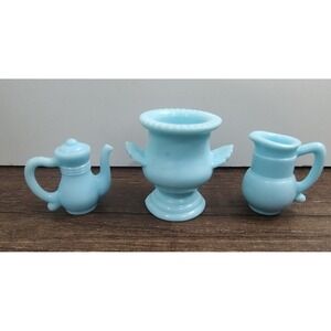 Barbie Drinks Pitcher Lot light blue Teapot Coffee Pot Champagne Ice Bucket Z15